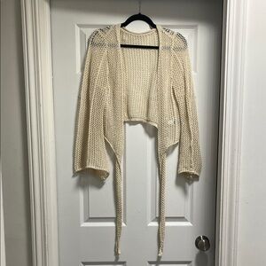 SHEIN Beige Open-Knit Cardigan